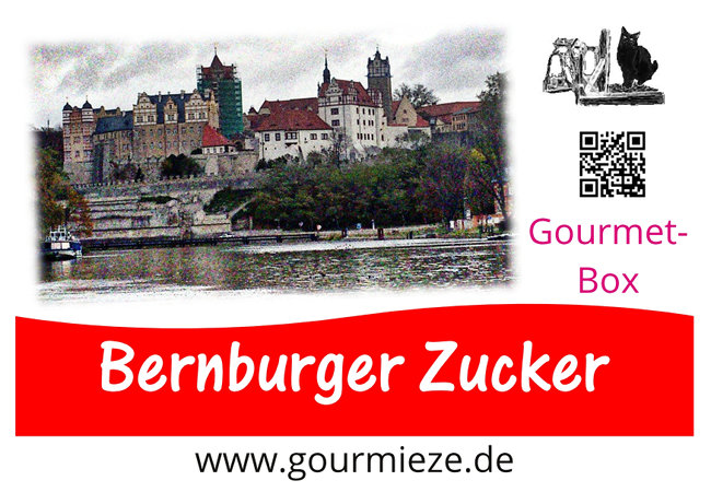 Gourmet-Box Bernburger Zucker Aufkleber Box Bernburger Zucker