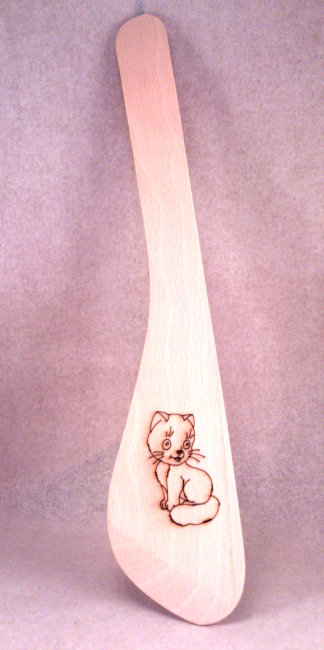 Pfannenwender Katze Pfannenwender aus Holz mit Katzendrucke