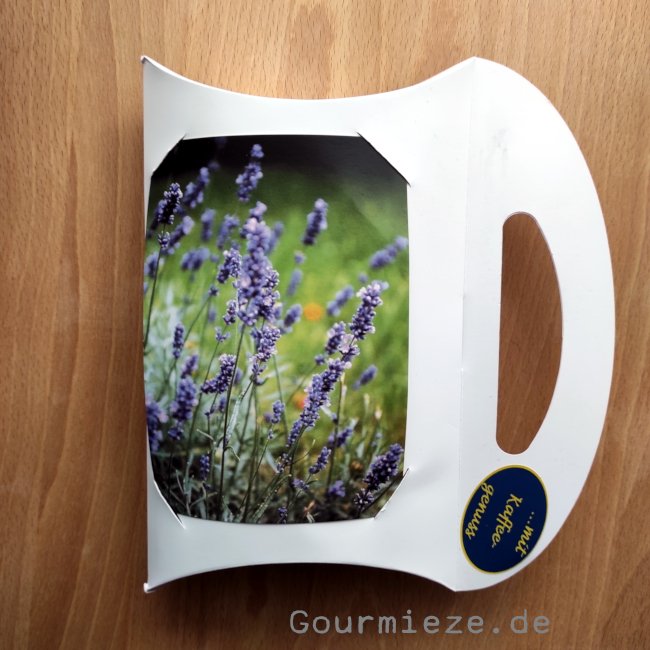 Kaffee-Geschenk mit Karte, Lavendel Kaffee-Geschenk mit Karte, Lavendel